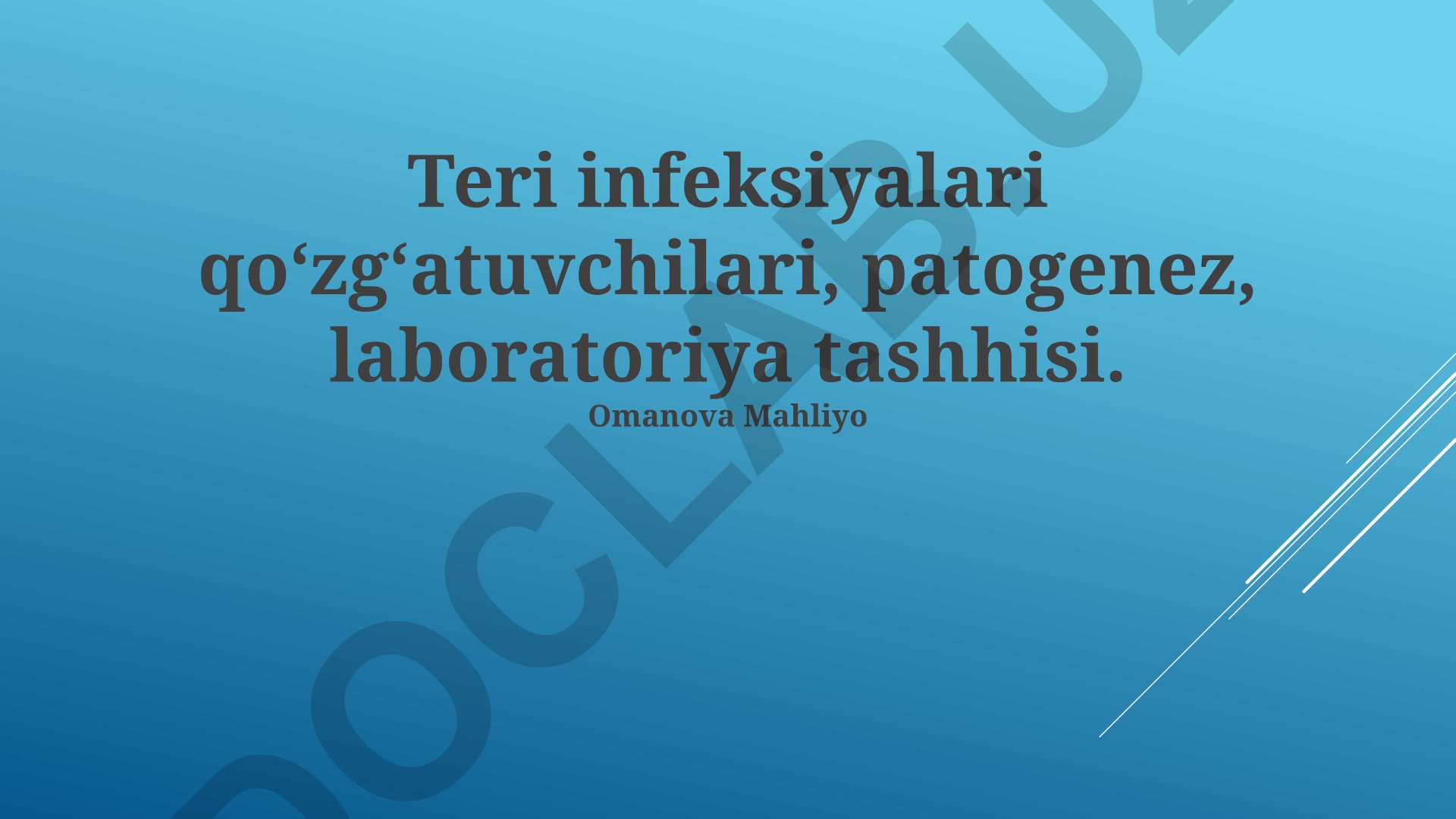 Teri infeksiyalari qo'zg'atuvchilari, patogenez va laboratoriya tashhisi