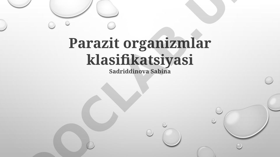 Parazit organizmlar klasifikatsiyasi