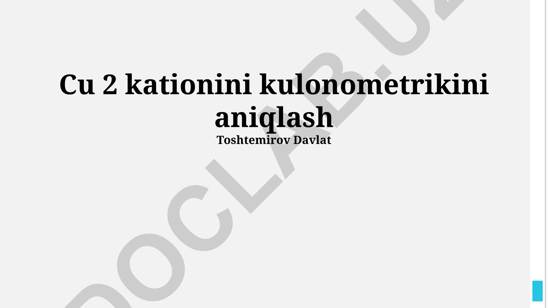 Cu²⁺ kationini kulonometrik aniqlash