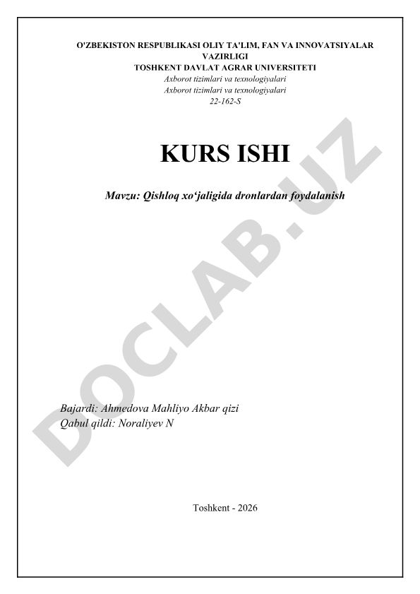 Qishloq xoʻjaligida dronlardan foydalanish