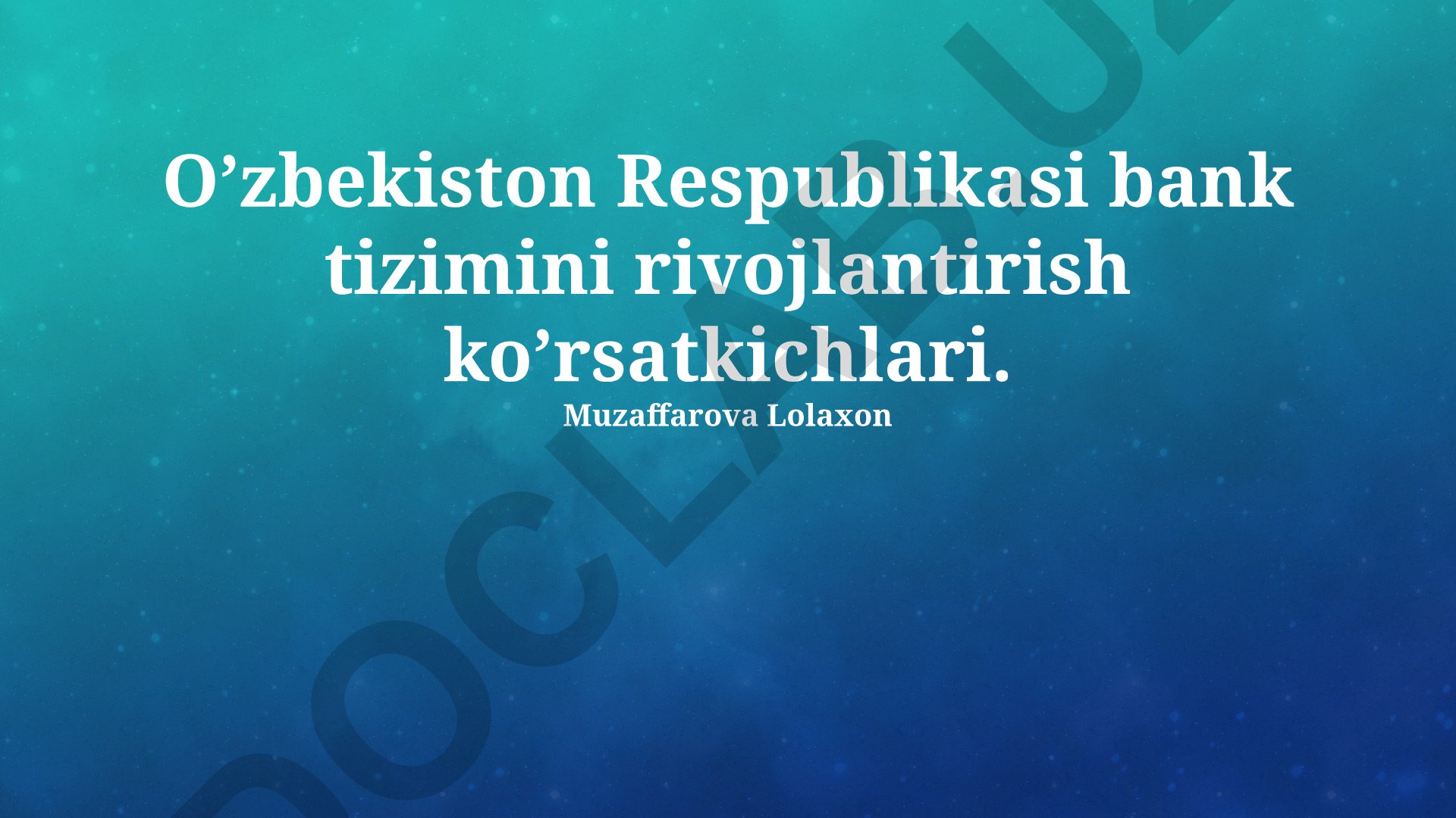 O'zbekiston Respublikasi bank tizimini rivojlantirish ko'rsatkichlari