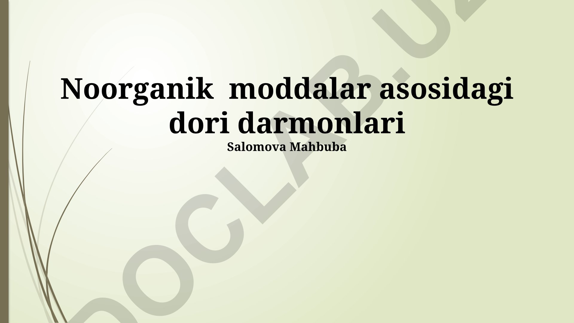 Noorganik moddalar asosidagi dori darmonlari