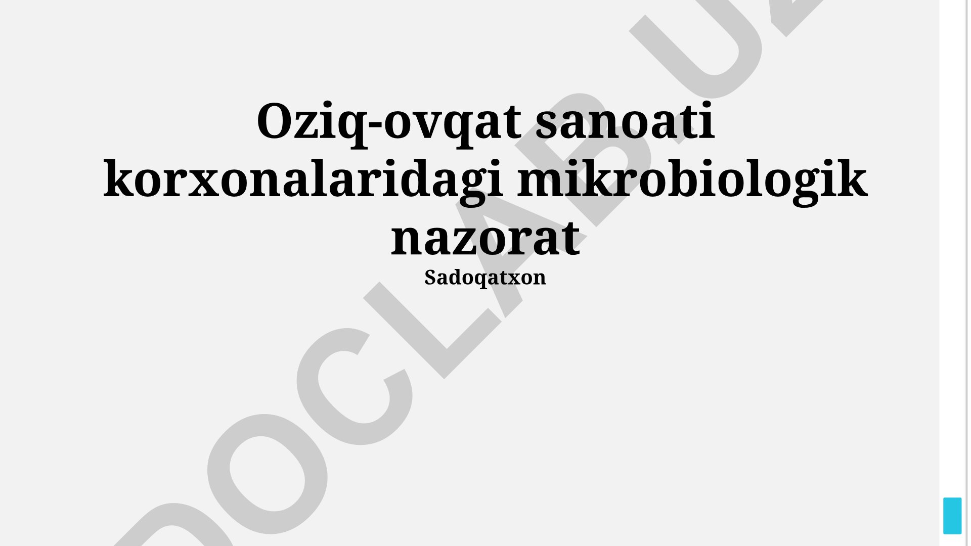 Oziq-ovqat sanoati korxonalaridagi mikrobiologik nazorat