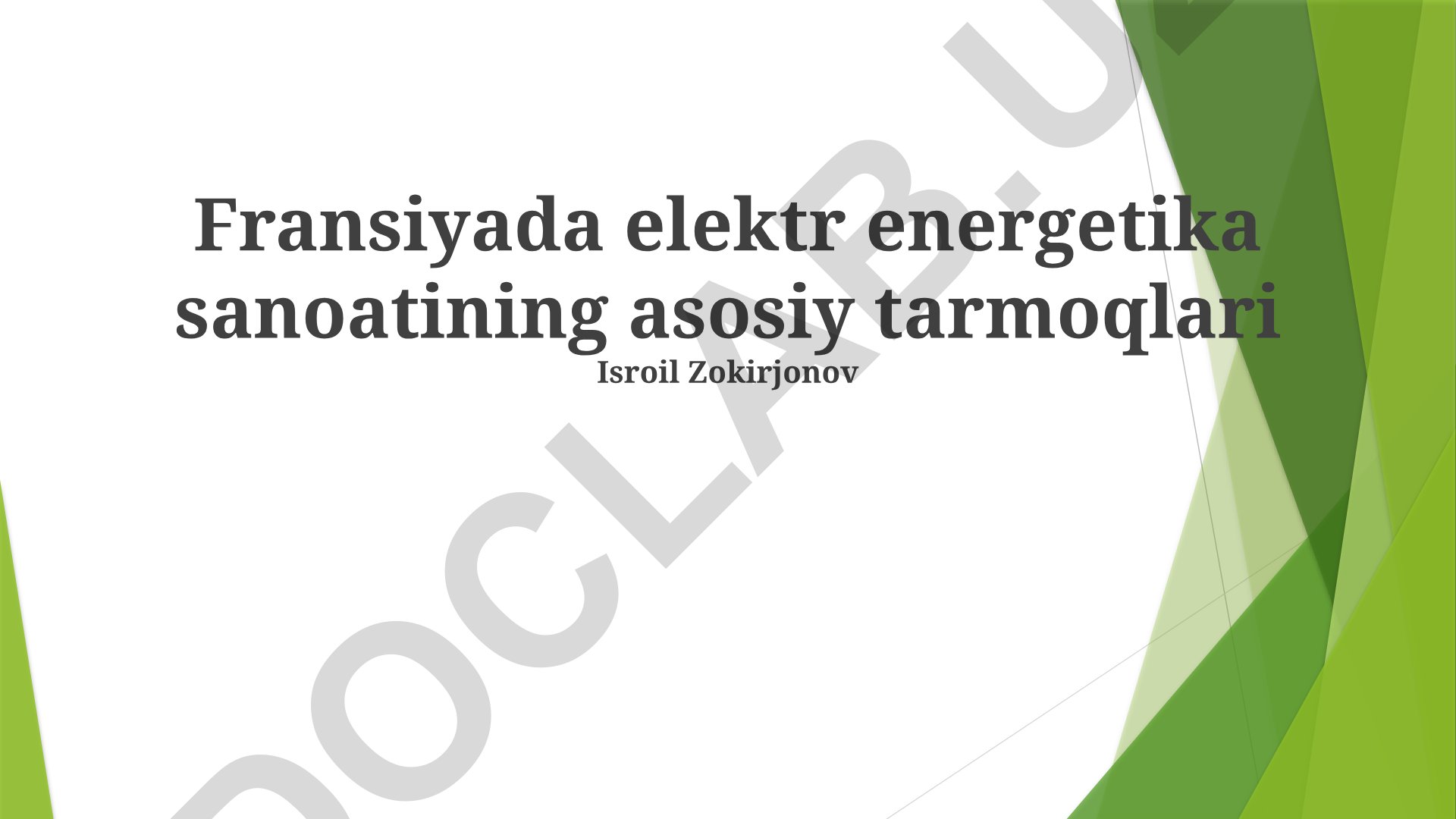 Fransiyada elektr energetika sanoatining asosiy tarmoqlari