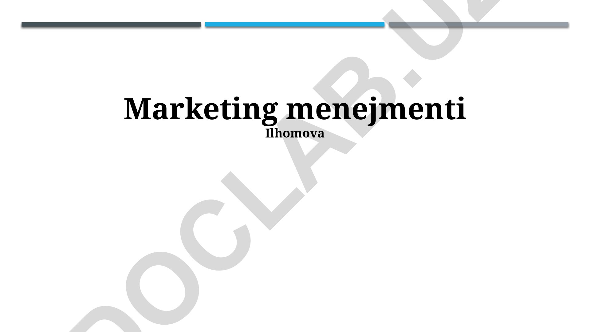 Marketing menejmenti: rejalashtirish, tahlil va strategiya