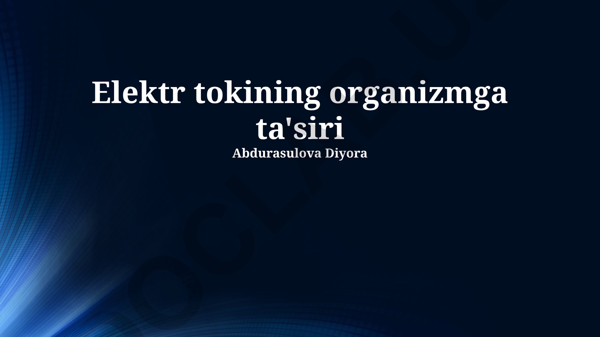 Elektr tokining organizmga ta'siri va birinchi yordam