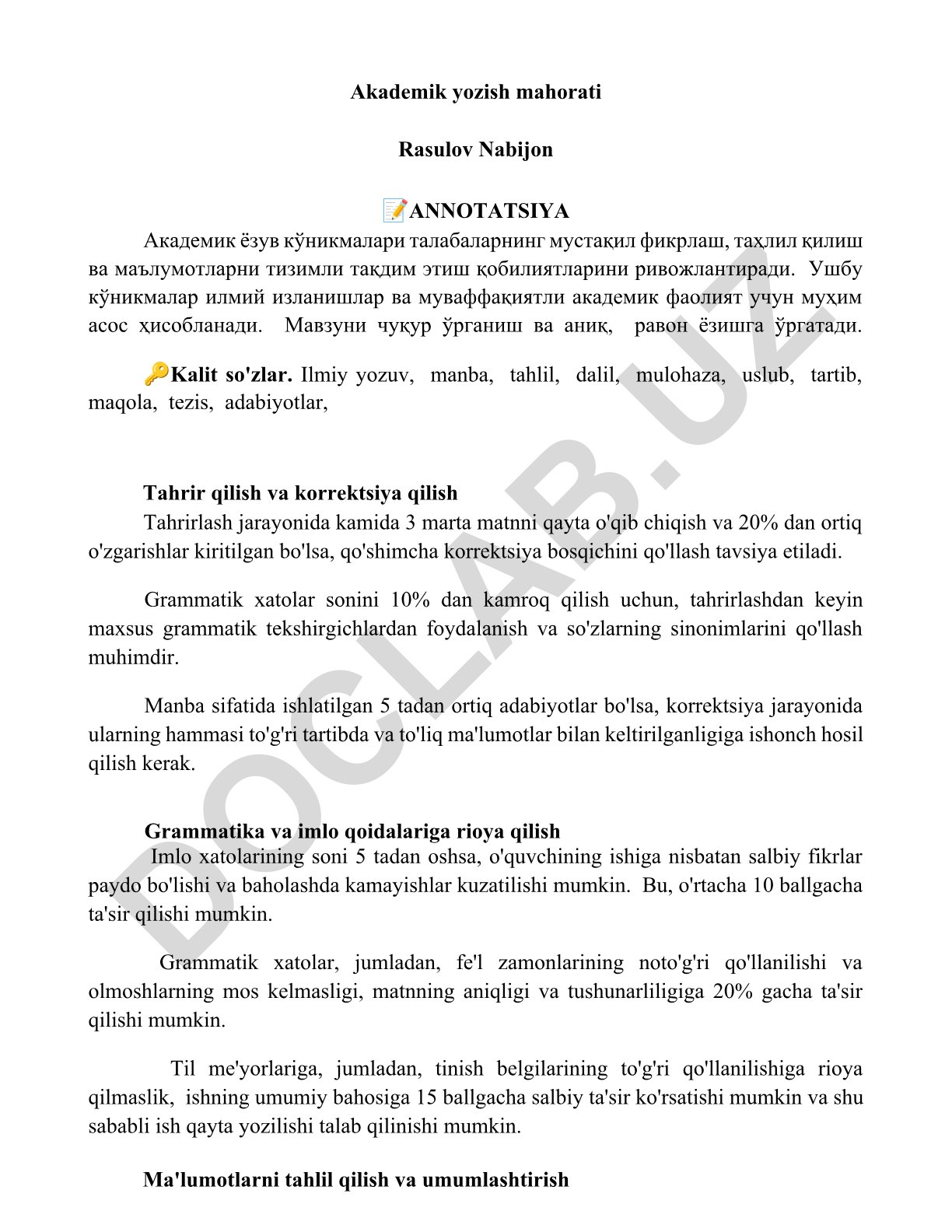 Akademik yozish mahorati