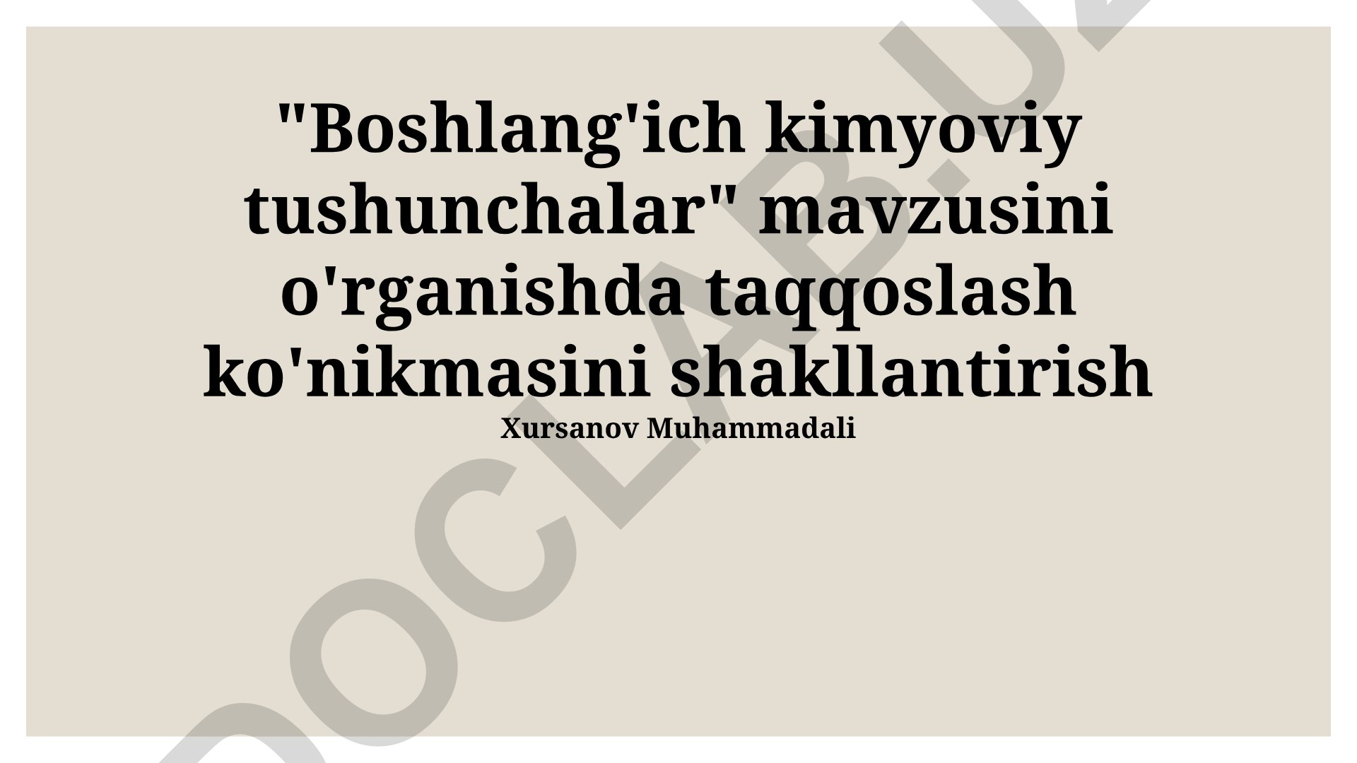 Boshlang'ich kimyoviy tushunchalar va taqqoslash ko'nikmalarini shakllantirish