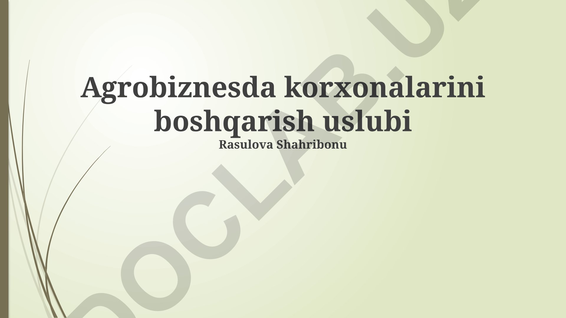 Agrobiznesda korxonalarni boshqarish uslublari