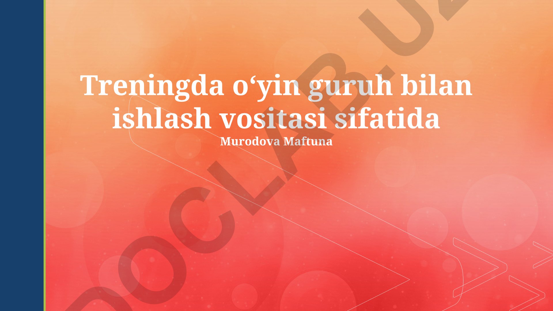 O'yin guruhi bilan ishlashda trening samaradorligi