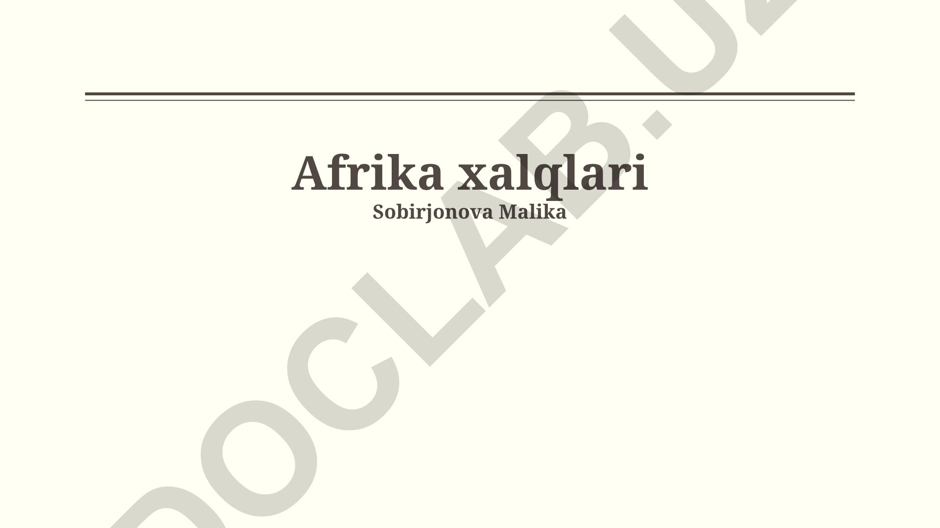 Afrika xalqlari madaniyati, jamiyati va tarixi