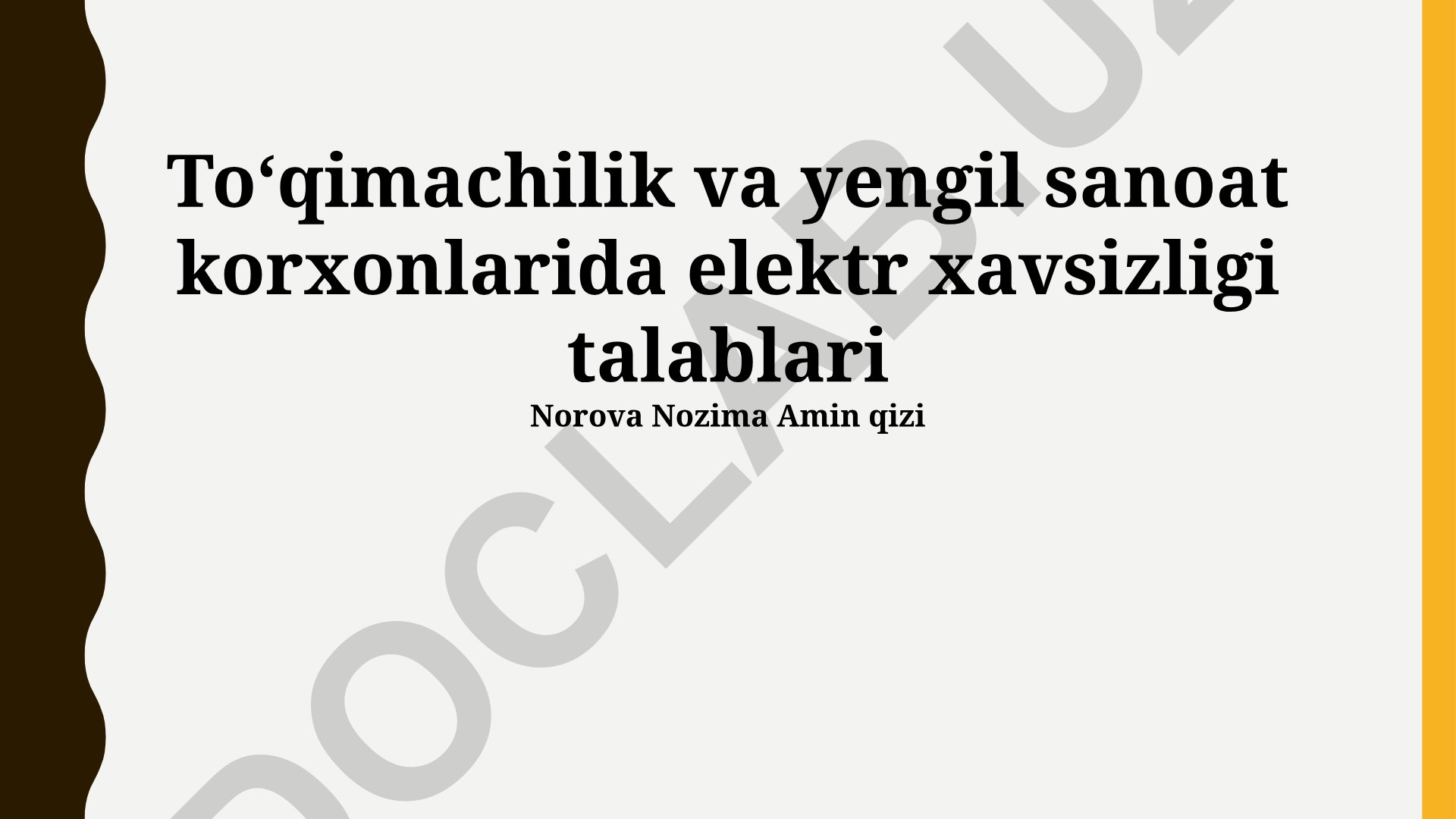 Toʻqimachilik va yengil sanoat korxonlarida elektr xavfsizligi talablari