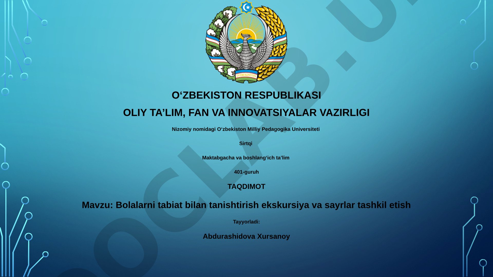 Bolalarni tabiat bilan tanishtirish ekskursiya va sayrlar tashkil etish