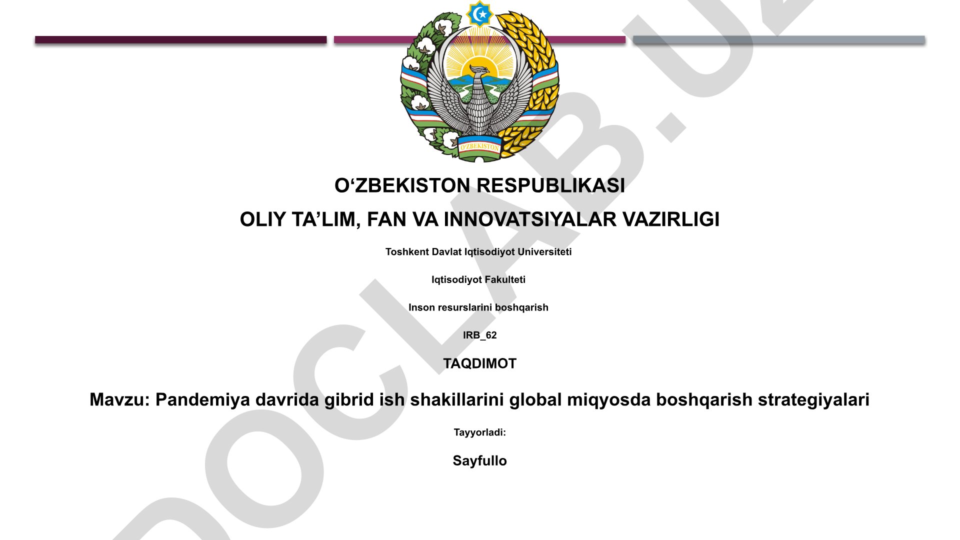 Pandemiya davrida gibrid ish shakillarini global miqyosda boshqarish strategiyalari