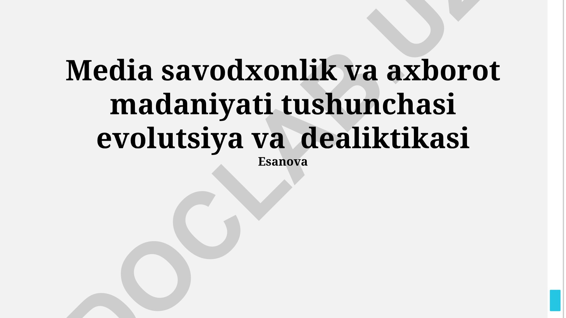 Media savodxonlik va axborot madaniyati tushunchasi evolutsiya va dialektikasi