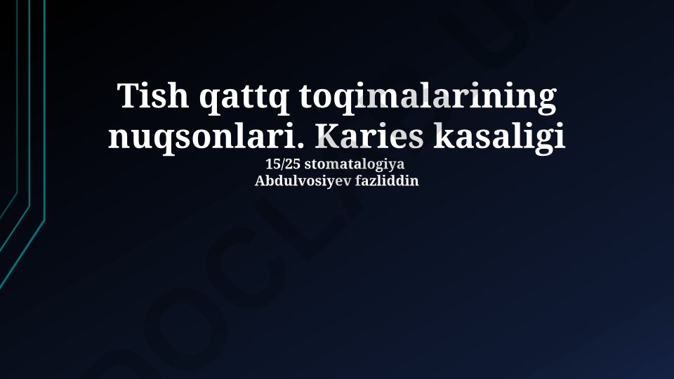 Tish qattiq to'qimalarining nuqsonlari va karies kasaligi