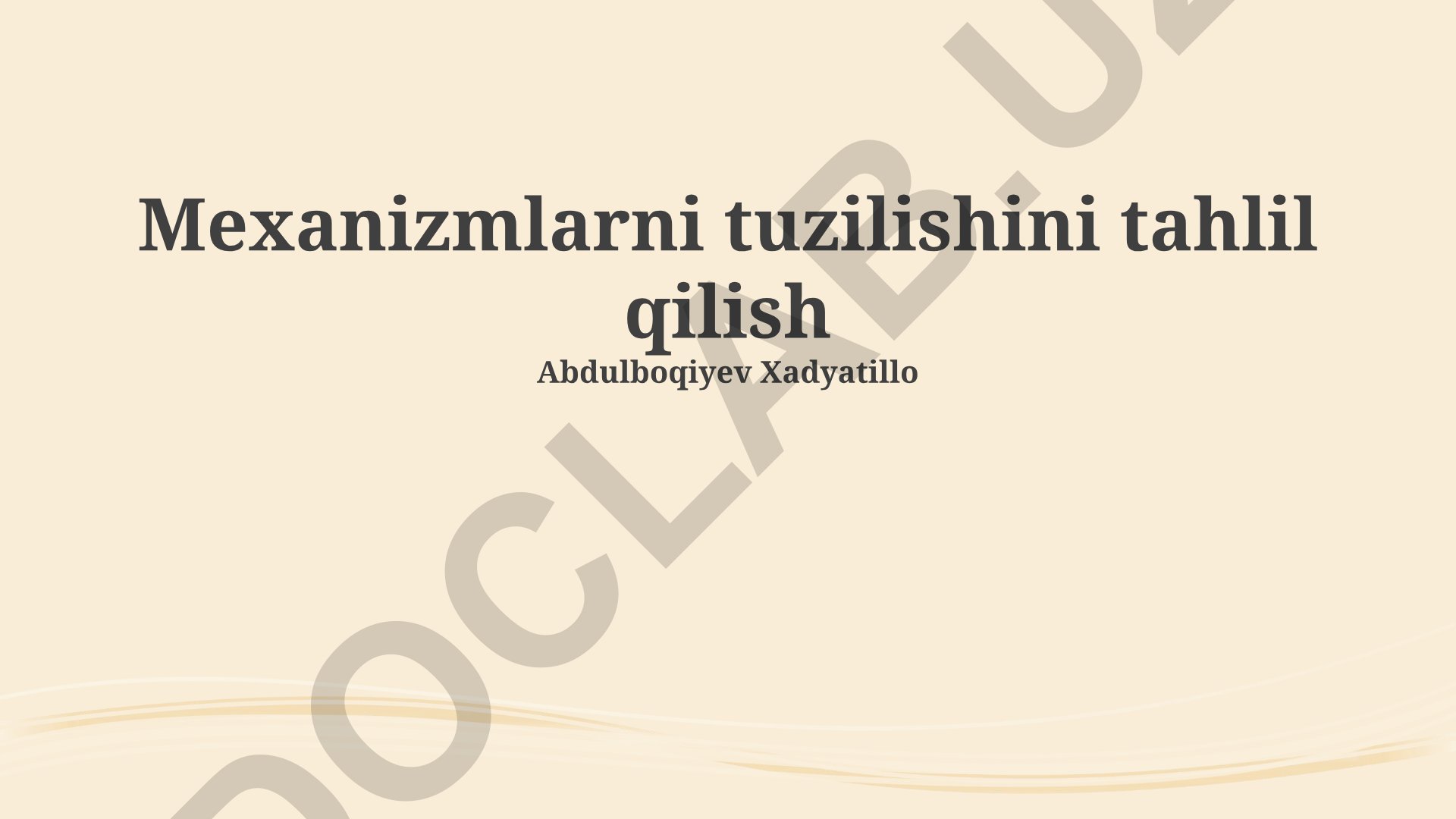 Mexanizmlarni tuzilishini tahlil qilish