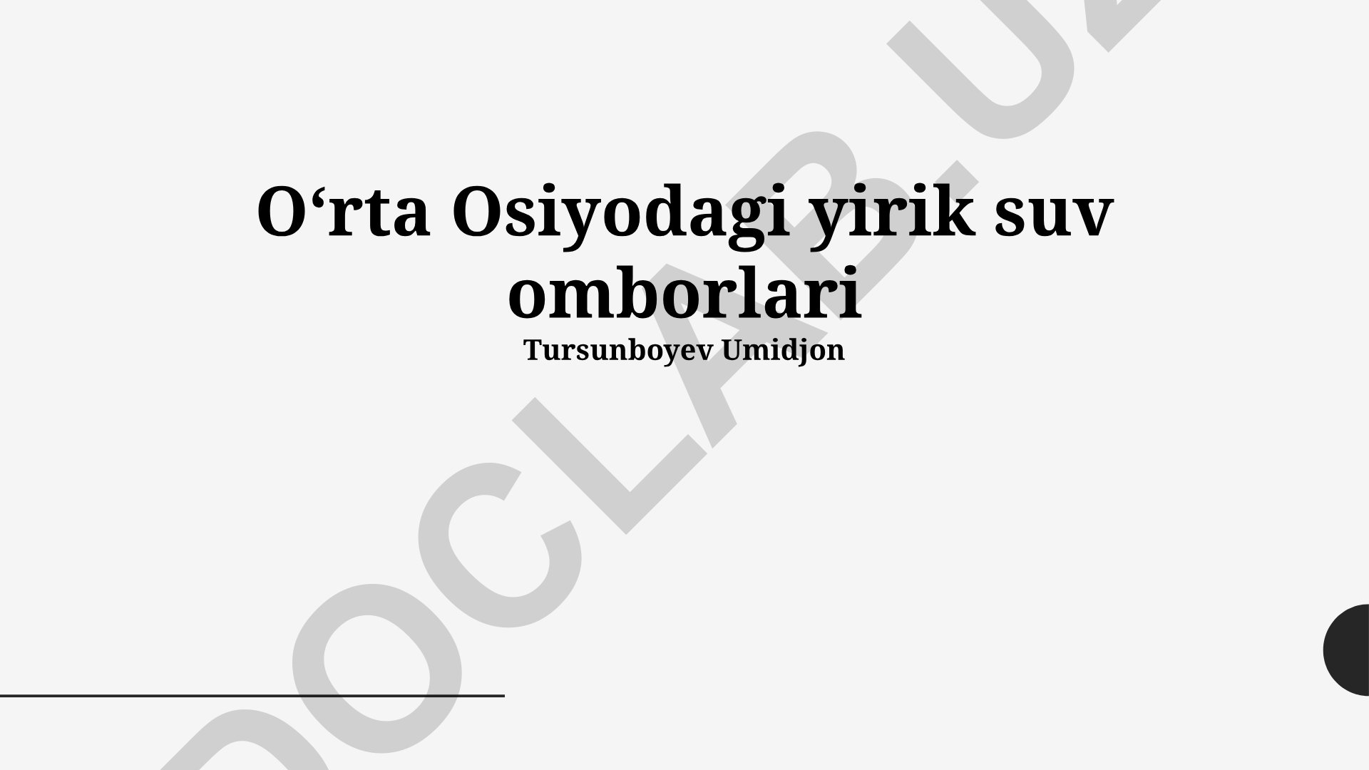 Markaziy Osiyodagi yirik suv omborlari: iqtisodiy, ekologik va geografik jihatlar