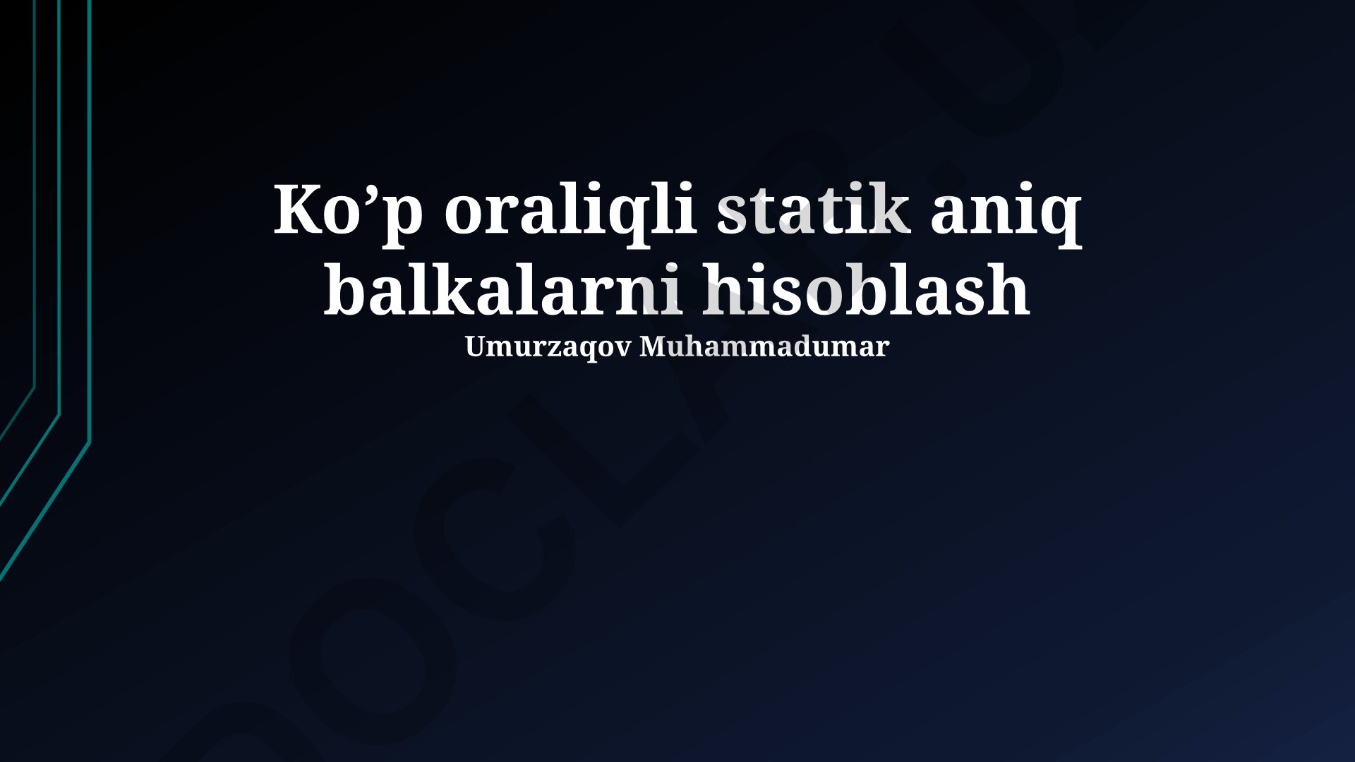 Ko'p oraliqli statik aniq balkalarni hisoblash