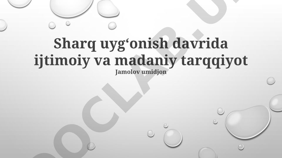 Sharq Uygʻonish Davrida Ijtimoiy va Madaniy Taraqqiyot