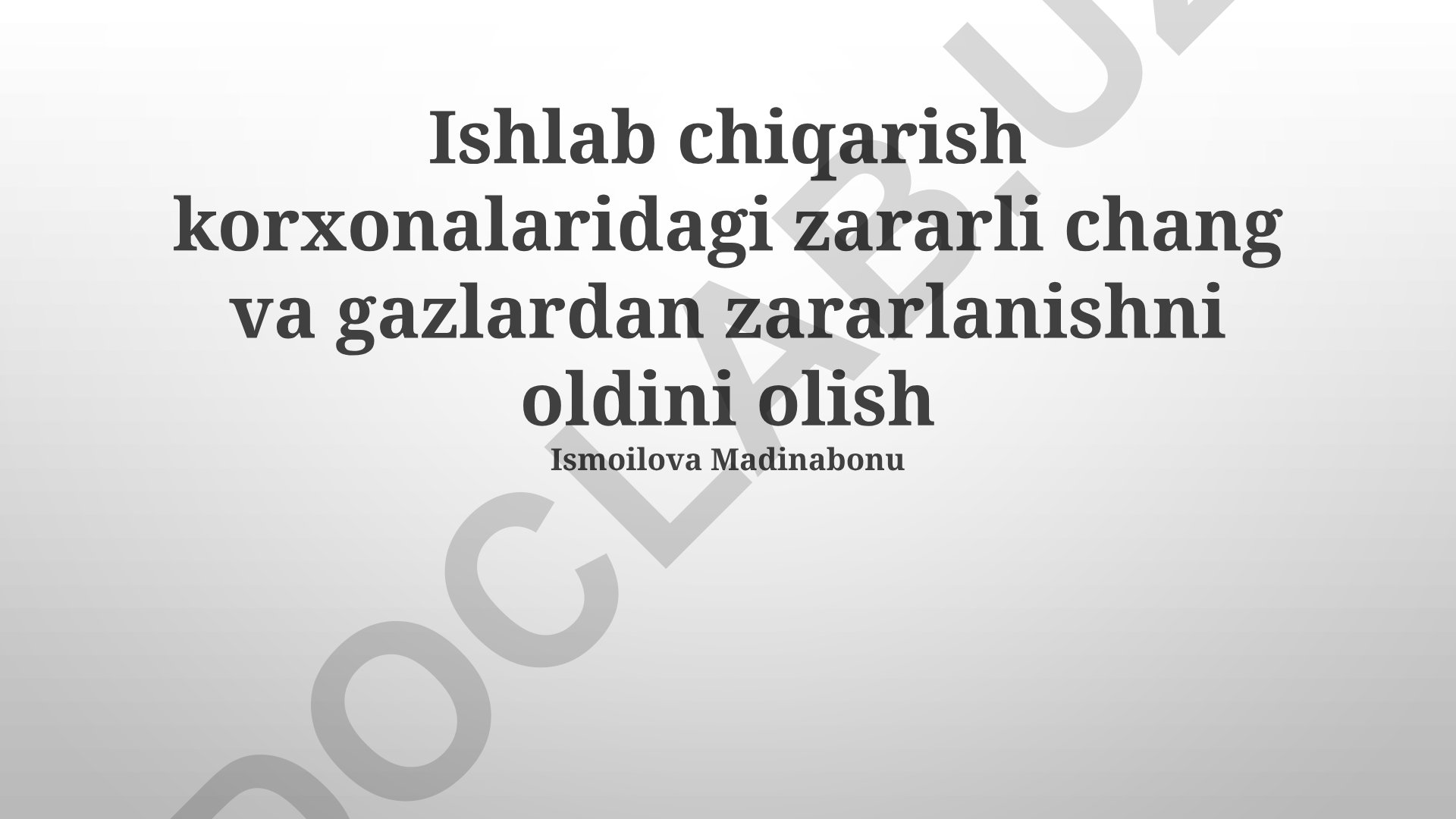 Ishlab chiqarish korxonalaridagi zararli chang va gazlardan himoya
