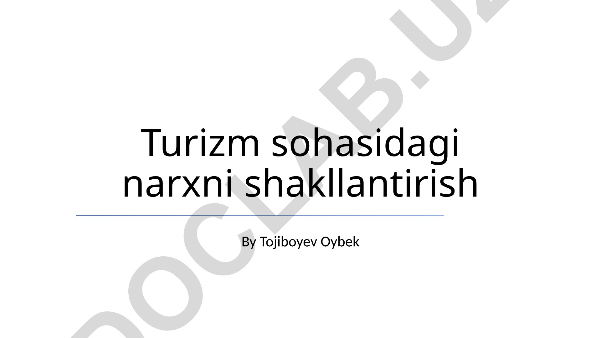 Turizm sohasidagi narxni shakllantirish
