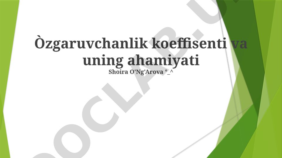 Variatsiya koeffitsiyenti va uning ahamiyati