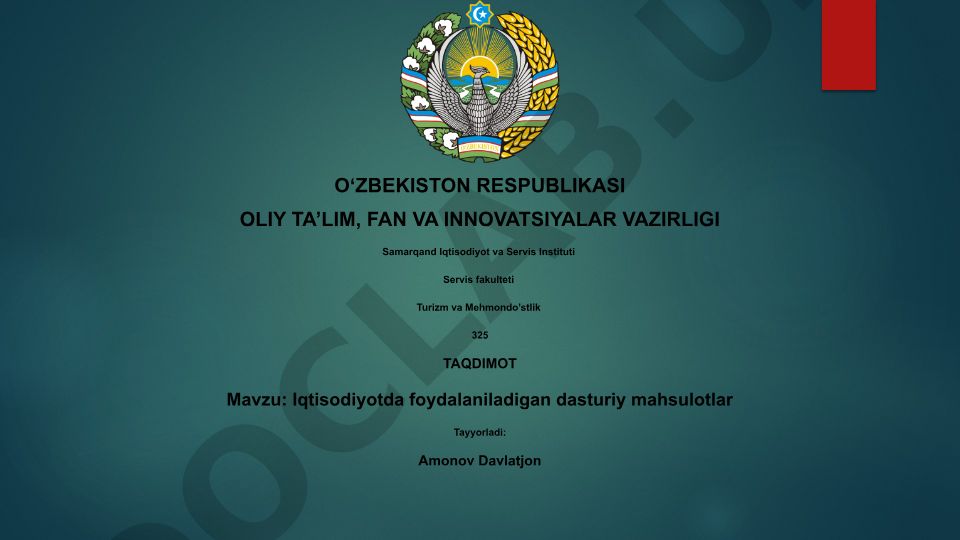 Iqtisodiyotda foydalaniladigan dasturiy mahsulotlar