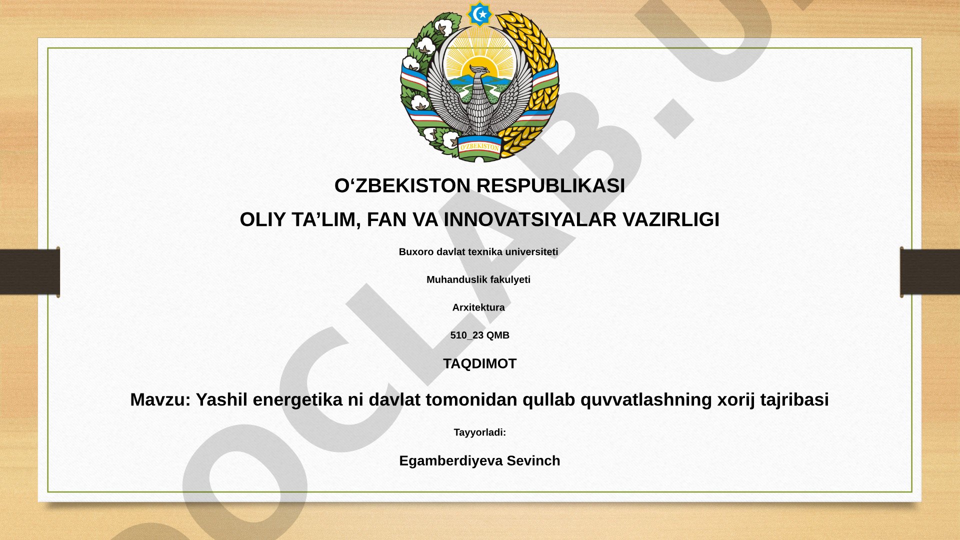 Yashil energetikani davlat tomonidan qo'llab-quvvatlashning xorij tajribasi