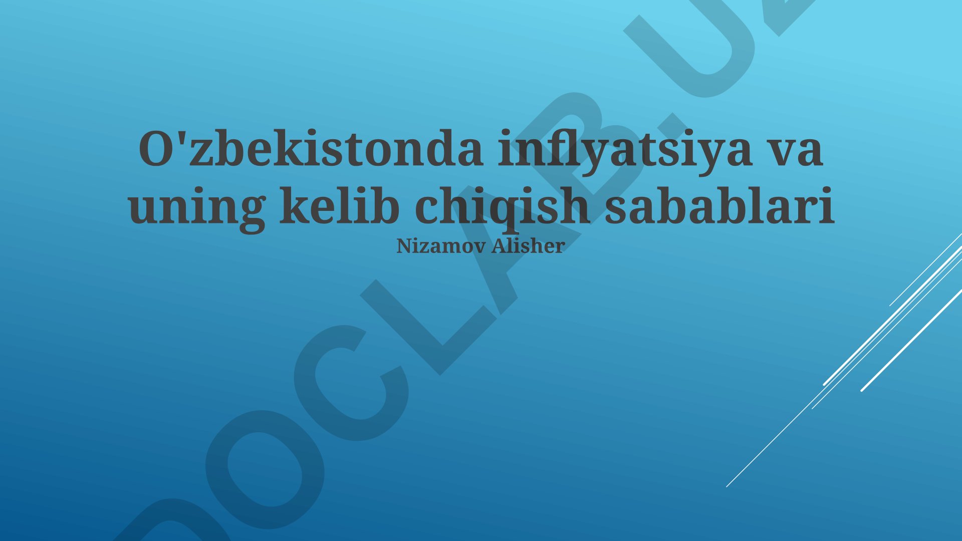 O'zbekistonda inflyatsiya va uning kelib chiqish sabablari