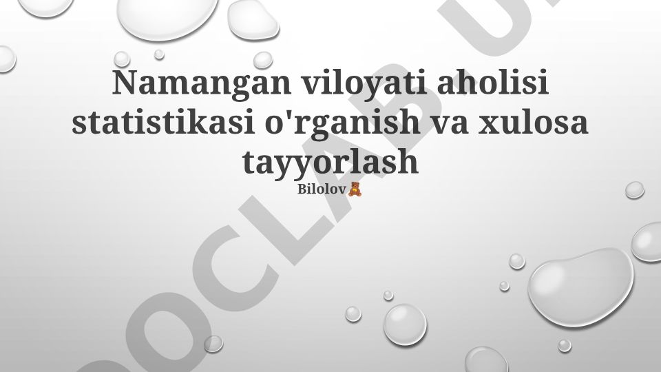 Namangan viloyati aholisi statistikasi va ijtimoiy-iqtisodiy tahlil