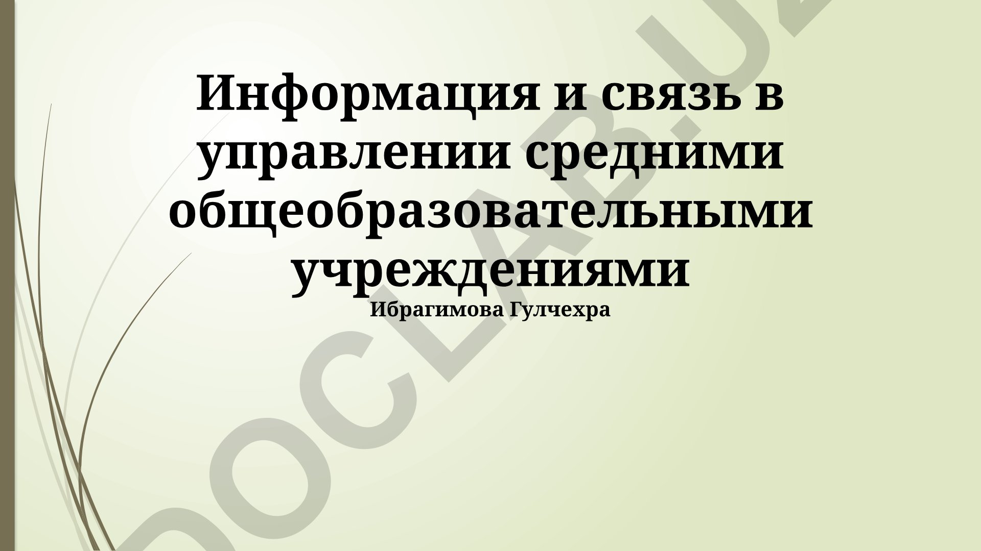 Информация и связь в управлении средними общеобразовательными учреждениями