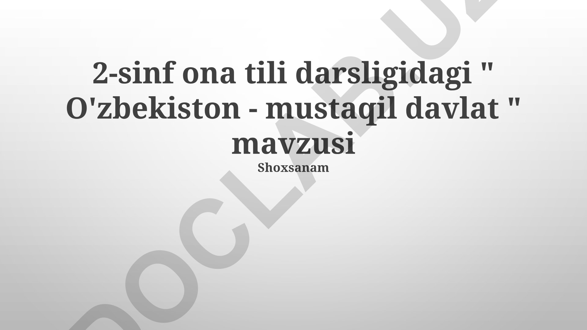 O'zbekiston - mustaqil davlat