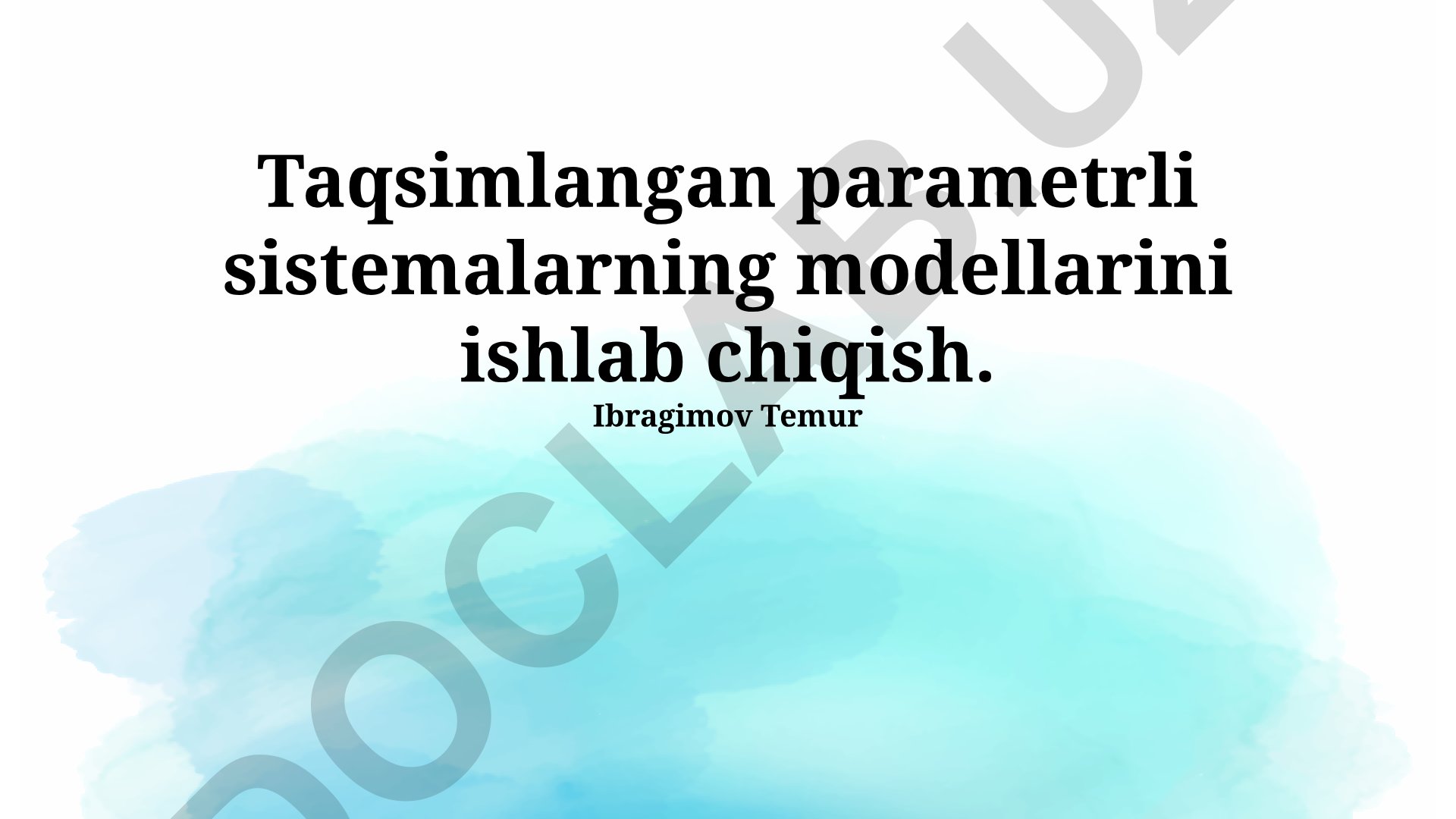 Tarqalgan parametrli sistemalarning modellarini ishlab chiqish