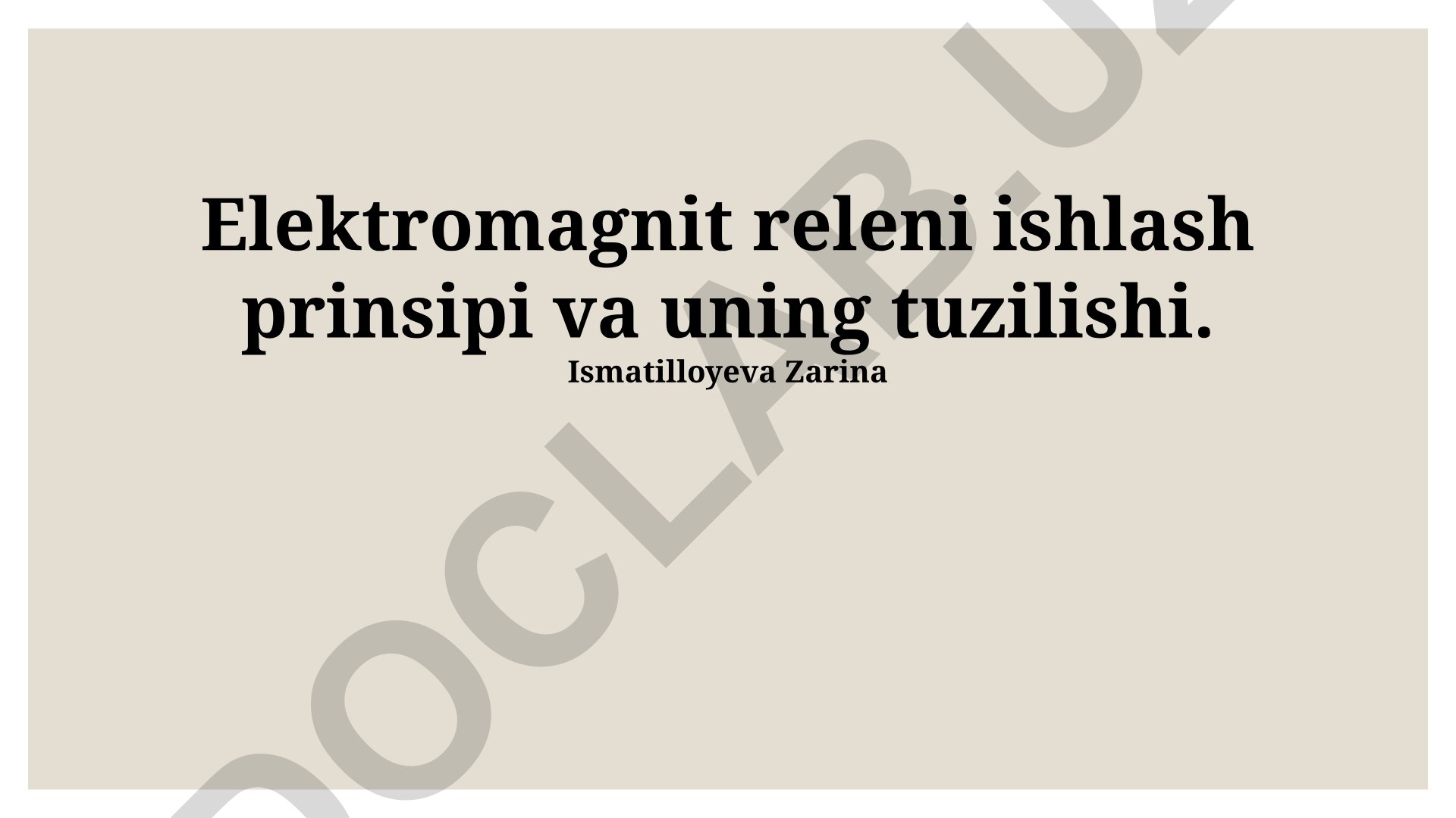 Elektromagnit releni ishlash prinsipi va uning tuzilishi