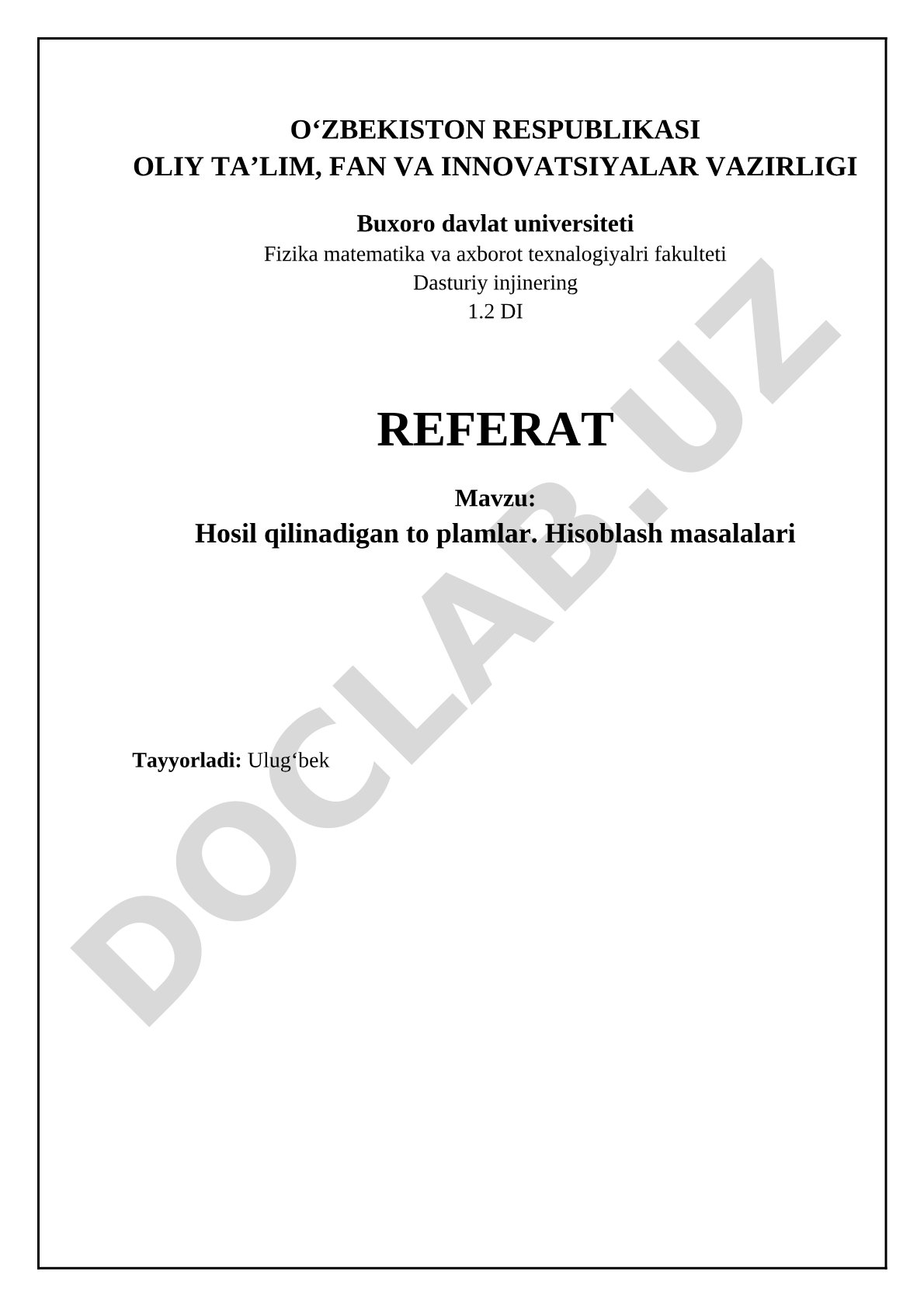 Hosil qilinadigan to'plamlar. Hisoblash masalalari