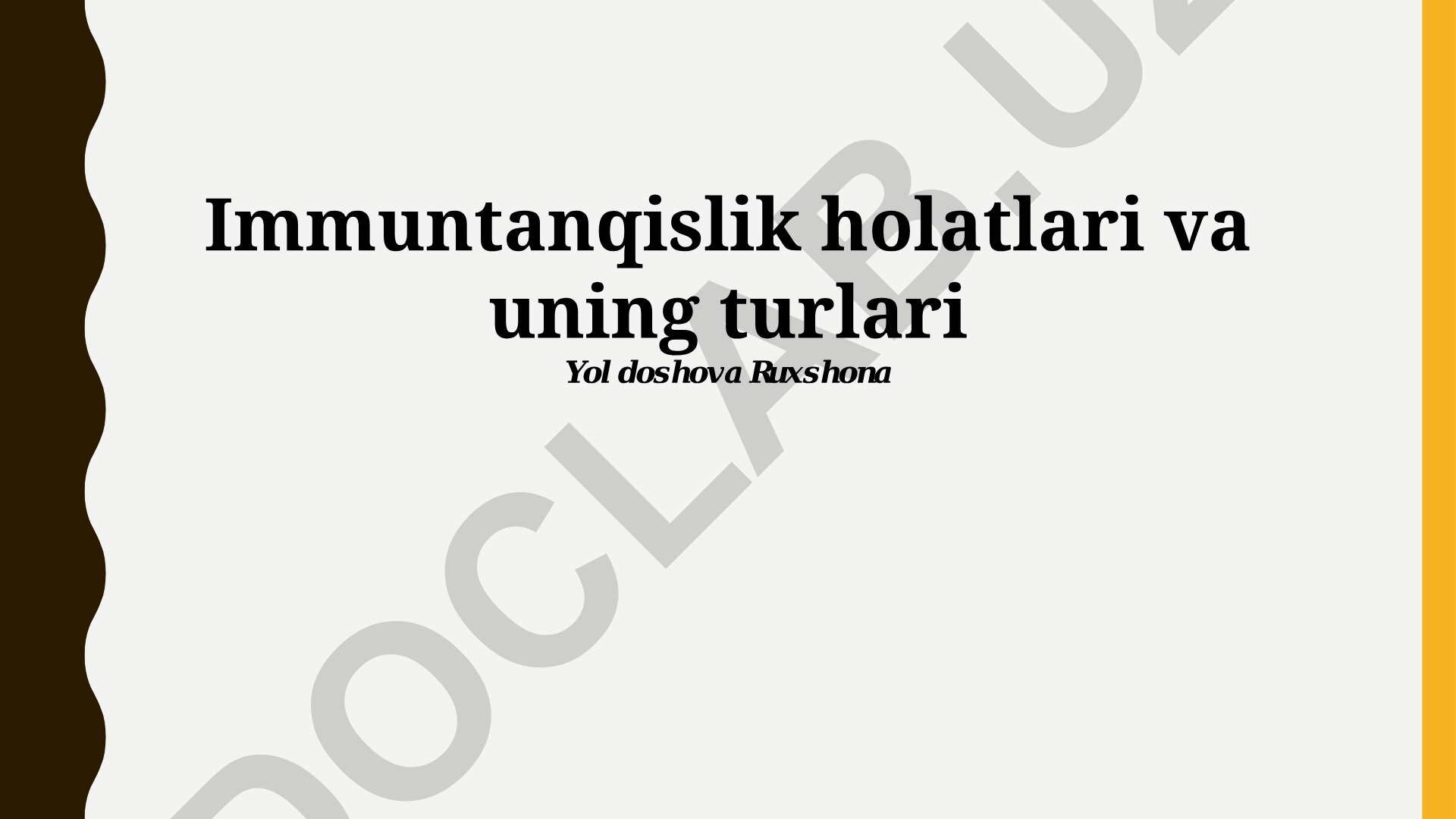 Immunitet tanqisligi holatlari va uning turlari