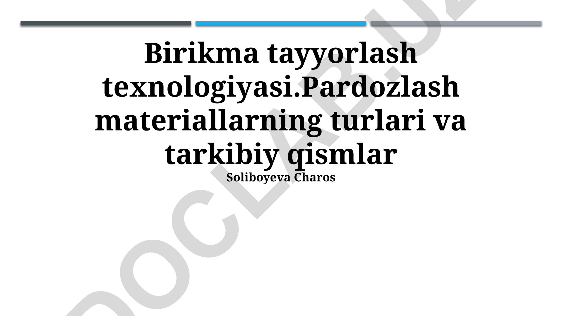 Birikma tayyorlash texnologiyasi va pardozlash materiallari
