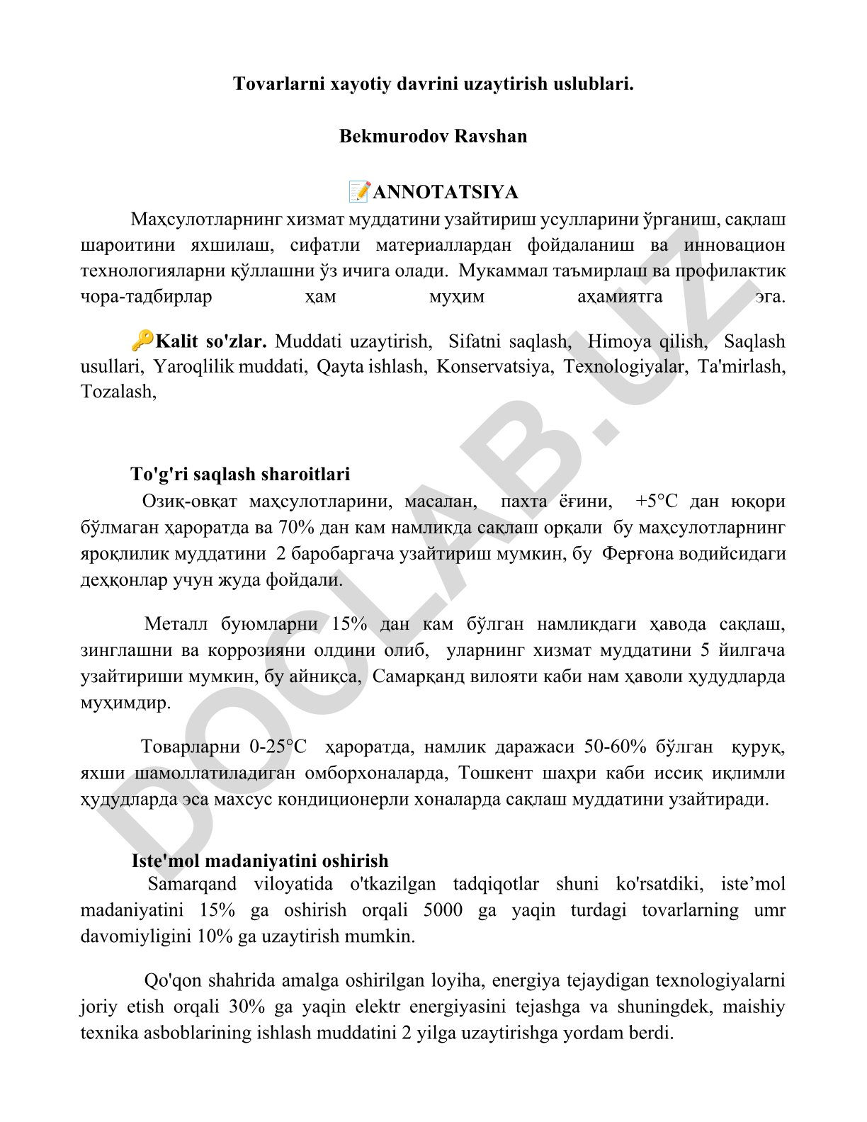 Tovarlarni xayotiy davrini uzaytirish uslublari