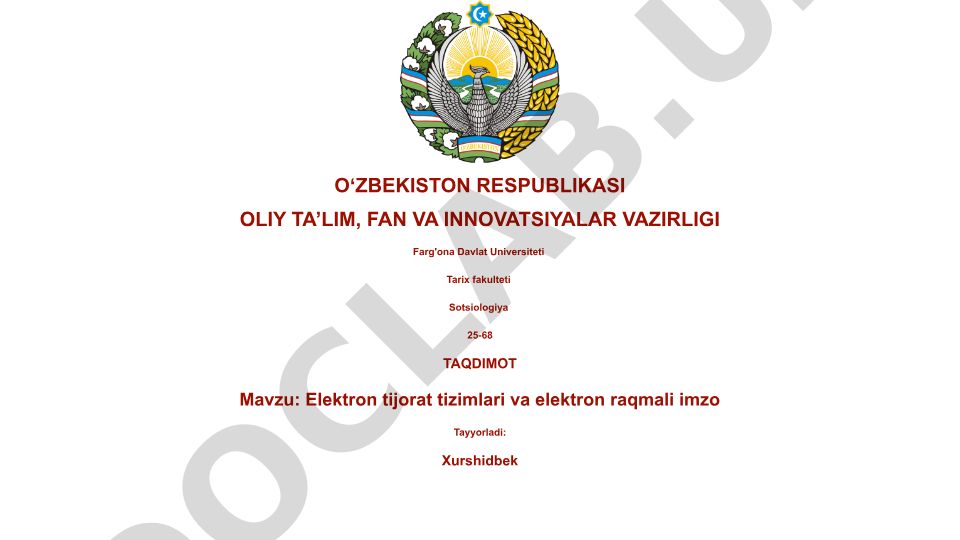 Elektron tijorat tizimlari va elektron raqamli imzo