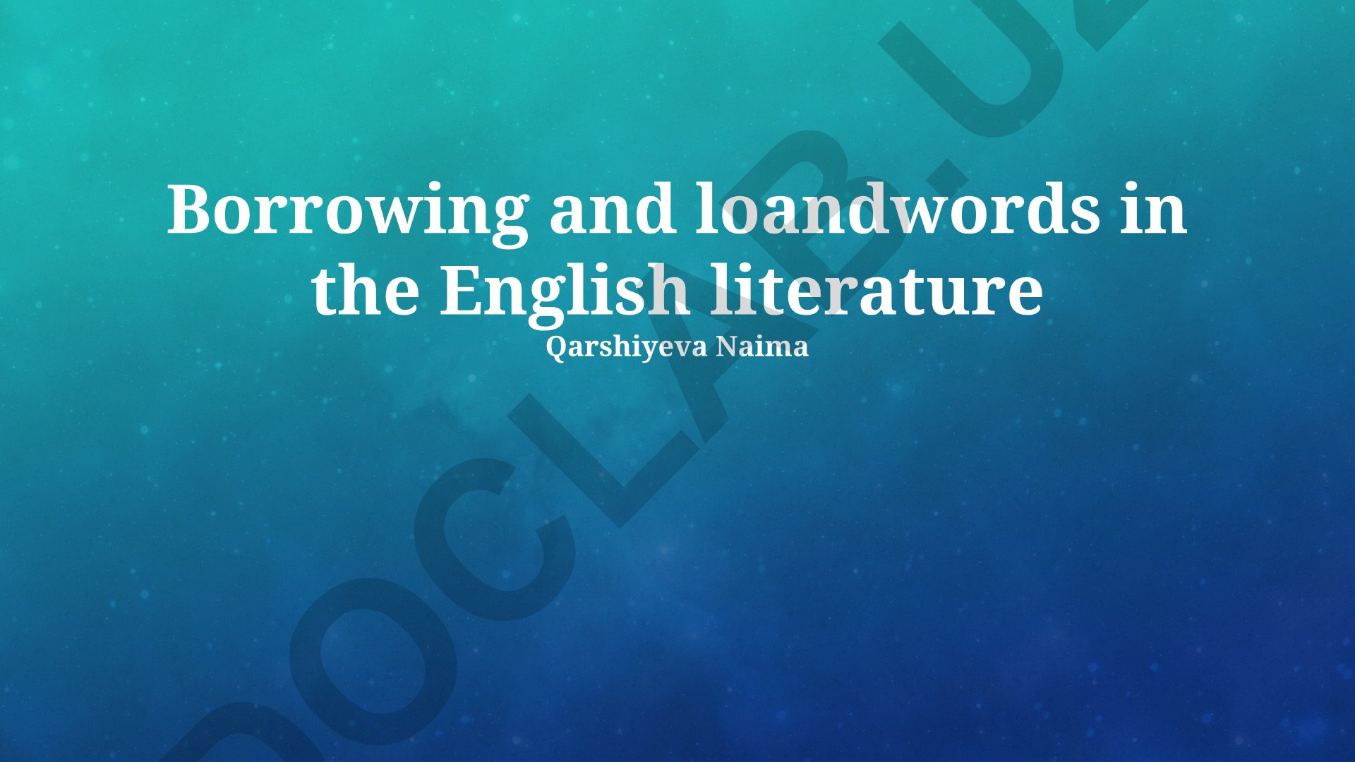 Borrowing and loanwords in English literature