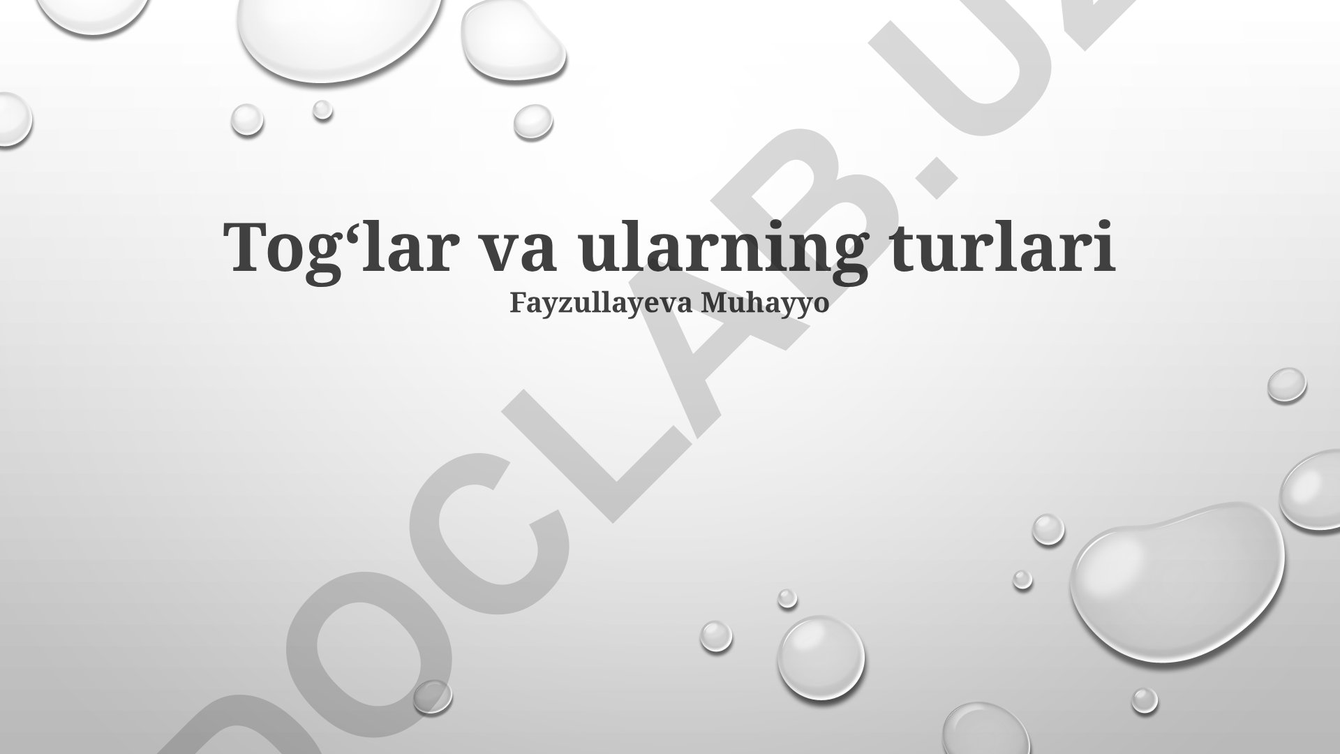 Togʻlar va ularning turlari