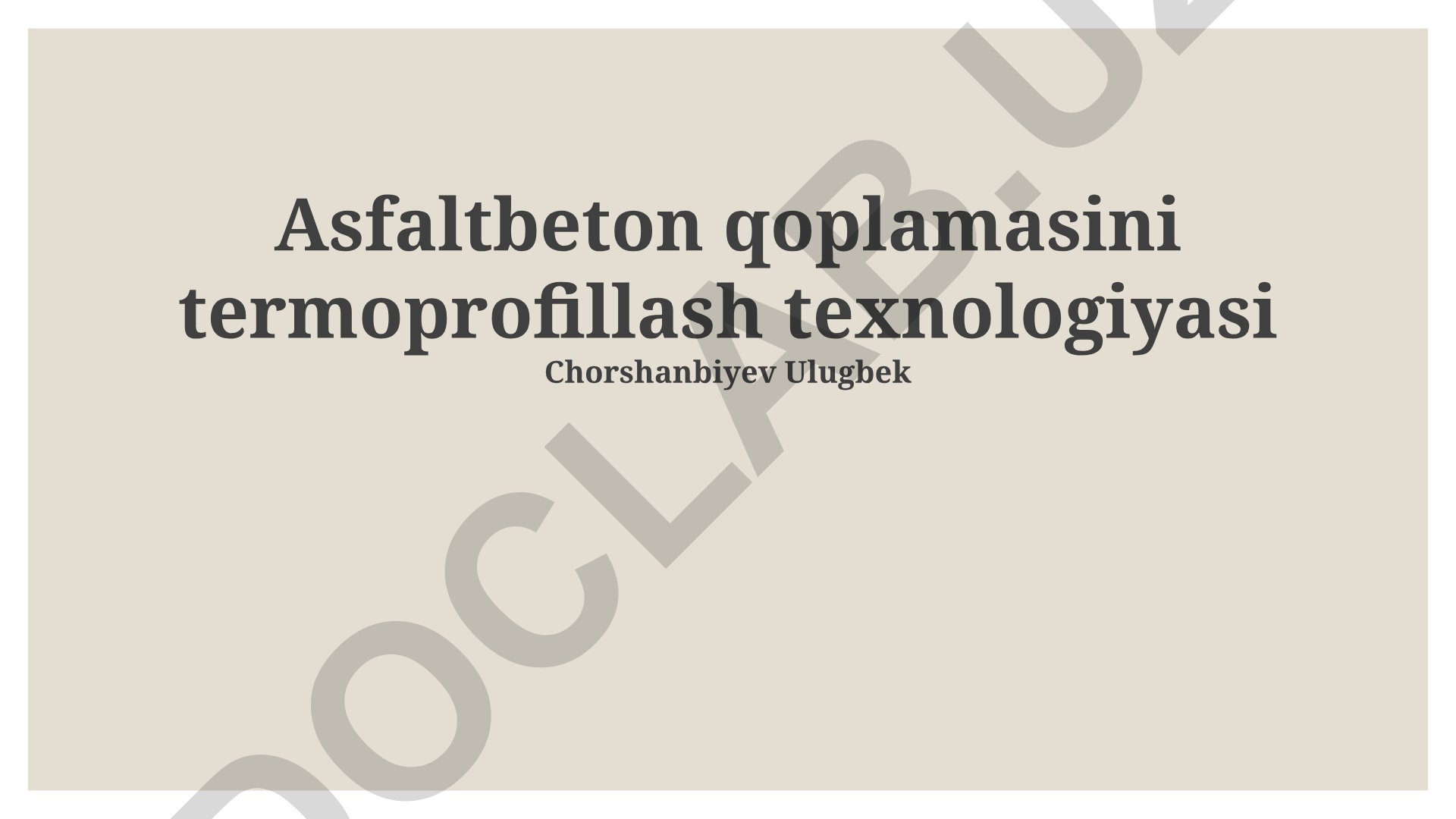 Asfaltbeton qoplamasini termoprofillash texnologiyasi