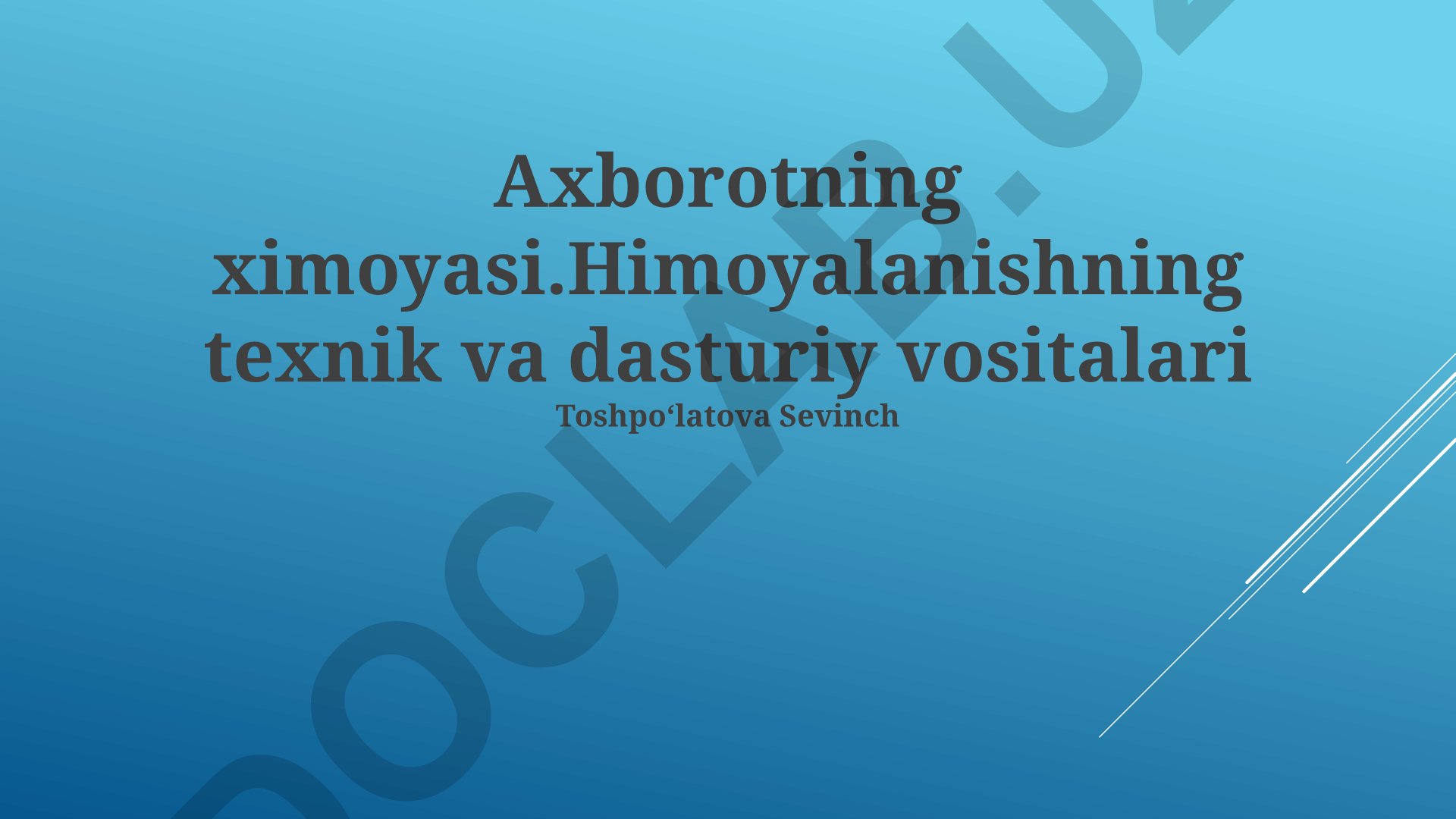 Axborot xavfsizligi: texnik va dasturiy himoya vositalari