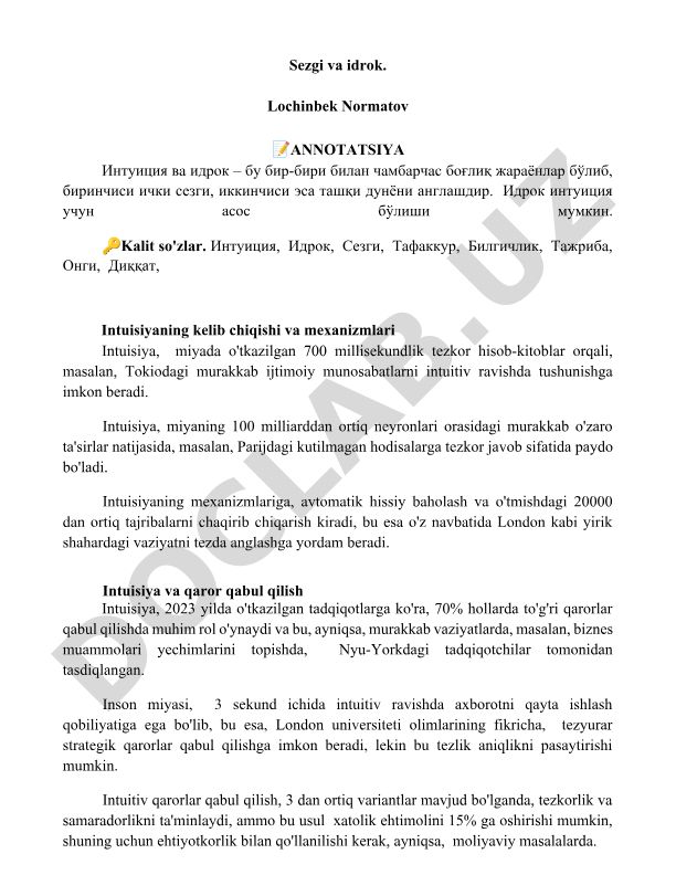 Sezgi va idrok