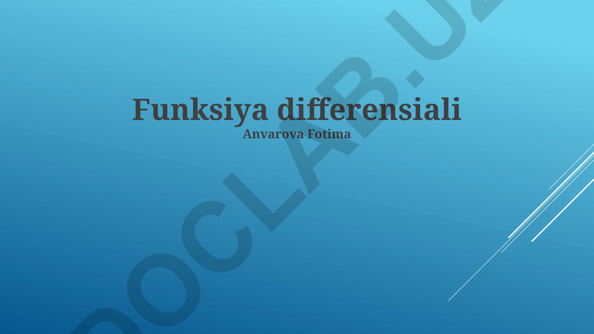 Funksiya differensiali va uning qo'llanilishi