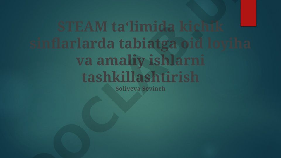 STEAM ta'limida kichik sinflarda tabiatga oid loyiha va amaliy ishlarni tashkillashtirish