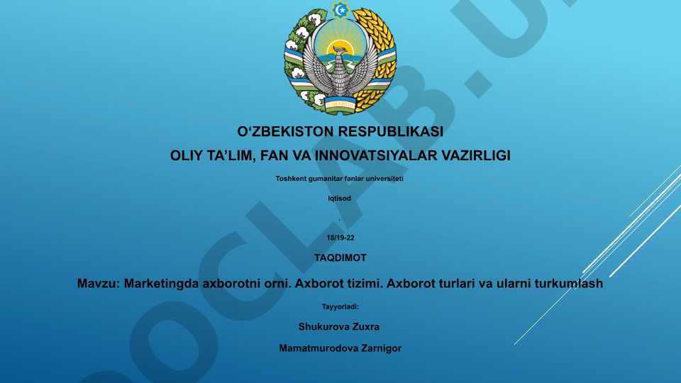 Marketingda axborotning roli, axborot tizimi va turlari
