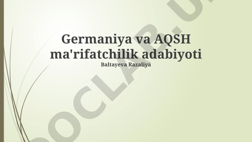 Germaniya va AQSH ma'rifatchilik adabiyoti