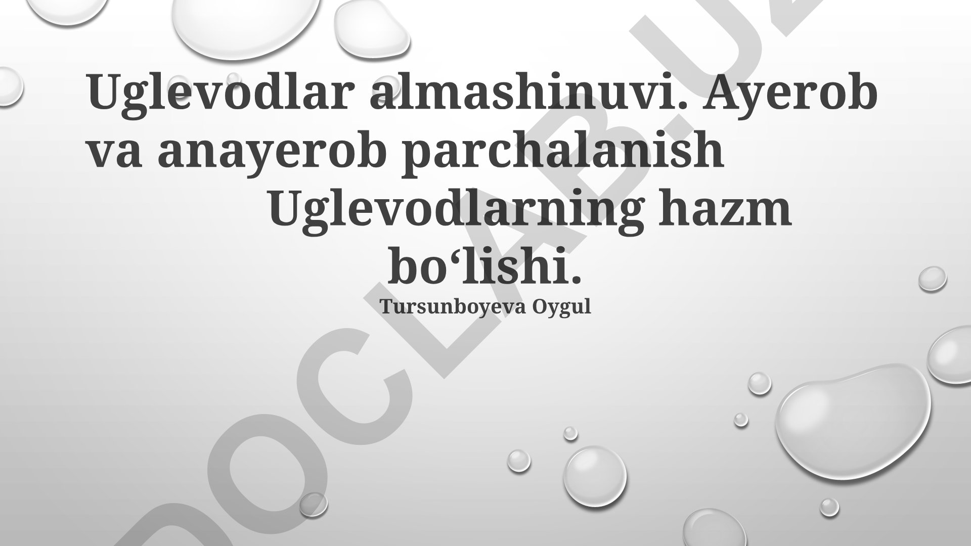 Uglevodlar almashinuvi va parchalanish jarayonlari